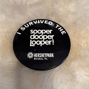 Vintage large 6" in Pin Button I Survived The Sooper Dooper Looper Hershey Park
